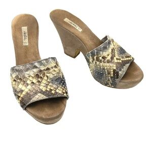 CHATULLE Italian Snakeskin Suede Peep Toe Platform Heel Sandals Sz 40 US 9.5